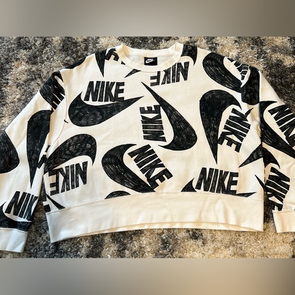 Nike Women's Black and Cream Logo Sweater - Picture 1 of 1